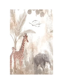 Lüttenhütt Bild mit Rahmen »oder Poster, Tiere im Dschungel« Baum | Bilder von Afrika | Elefant | Elefanten Bilder | Elephant | Fantasy | Giraffe | Tiere 1 Stk. tlg. HD Premium Druck