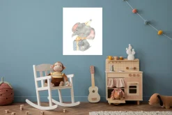 Lüttenhütt Bild mit Rahmen »oder Poster, Elefant mit Geschenk und Partyhut« Elefant | Elefanten | Elefanten Bilder | Fantasy | Tiere 1 Stk. tlg. HD Premium Druck