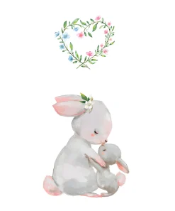 Lüttenhütt Bild mit Rahmen »oder Poster, Großer Hase und Hasenkind mit Herz« Fantasy | Herz | Herzen | Tiere 1 Stk. tlg. HD Premium Druck