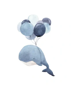Lüttenhütt Bild mit Rahmen »oder Poster, Wal mit Luftballons« Fantasy | Luftballon | Tiere | Wassertiere 1 Stk. tlg. HD Premium Druck
