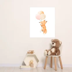 Lüttenhütt Bild mit Rahmen »oder Poster, Fuchs mit Luftballons« Fantasy | Füchse | Luftballon | Tiere 1 Stk. tlg. HD Premium Druck