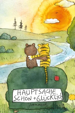 LuckyLinde Wanddekoobjekt »Der kleine Bär und der kleine Tiger - Hauptsache schön + glücklich« Exklusive JANOSCH Kindermotive, Stahlschild