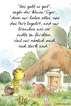 LuckyLinde Wanddekoobjekt »Der kleine Bär und der kleine Tiger vor ihrem Haus« Exklusive JANOSCH Kindermotive, Stahlschild