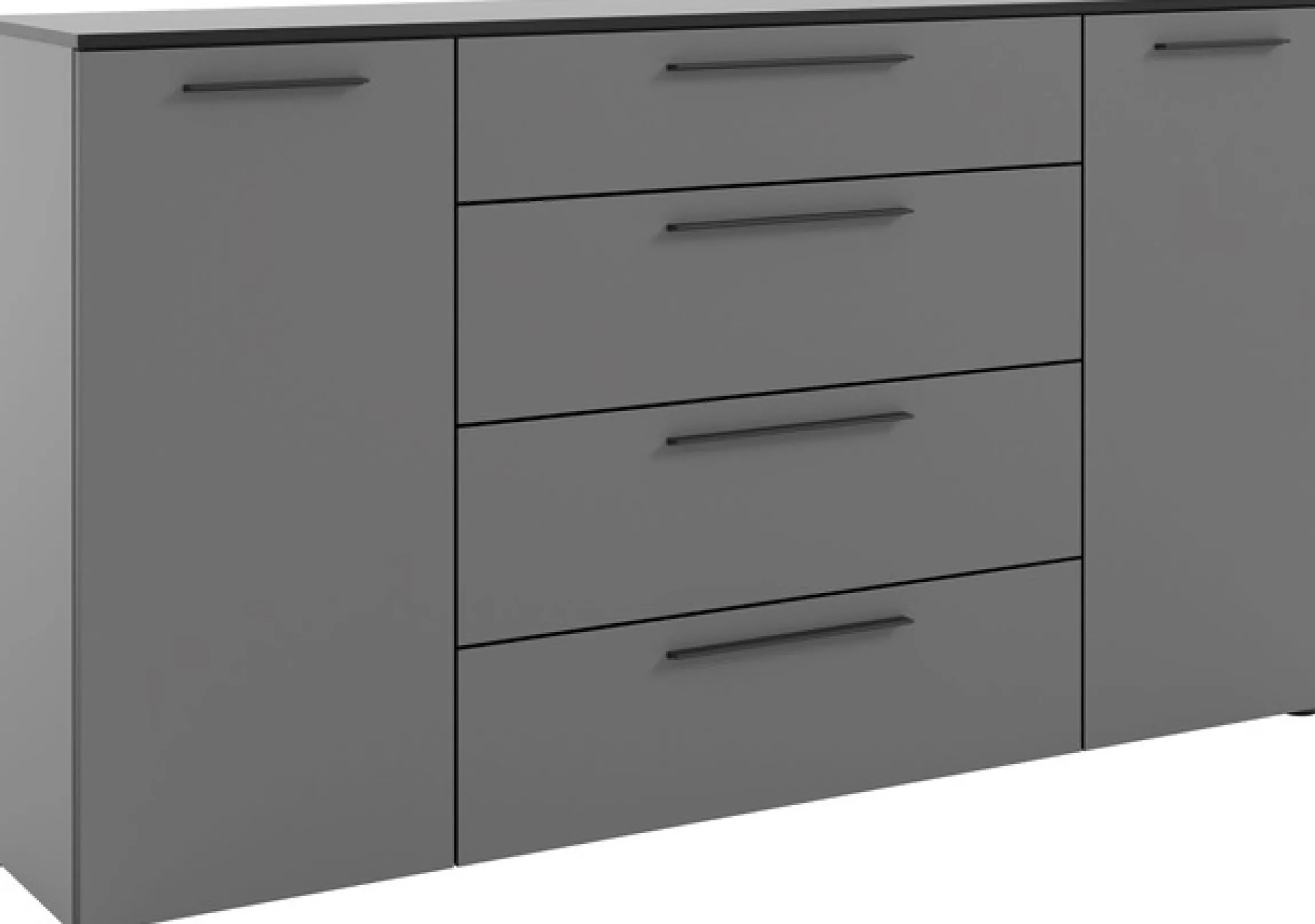 Manjana Möbel Kommode »mit Schwarz matten Metallgriffen in verschiedenen Ausführungen« mit Soft-Close-Funktion, mit variabel einsetzbaren Einlegeböden