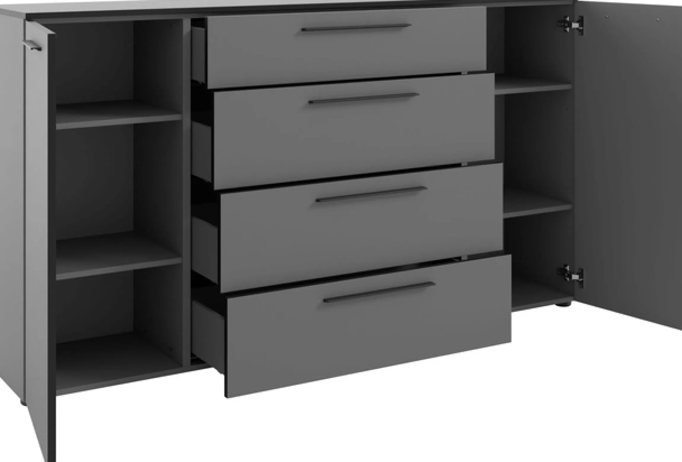 Manjana Möbel Kommode »mit Schwarz matten Metallgriffen in verschiedenen Ausführungen« mit Soft-Close-Funktion, mit variabel einsetzbaren Einlegeböden