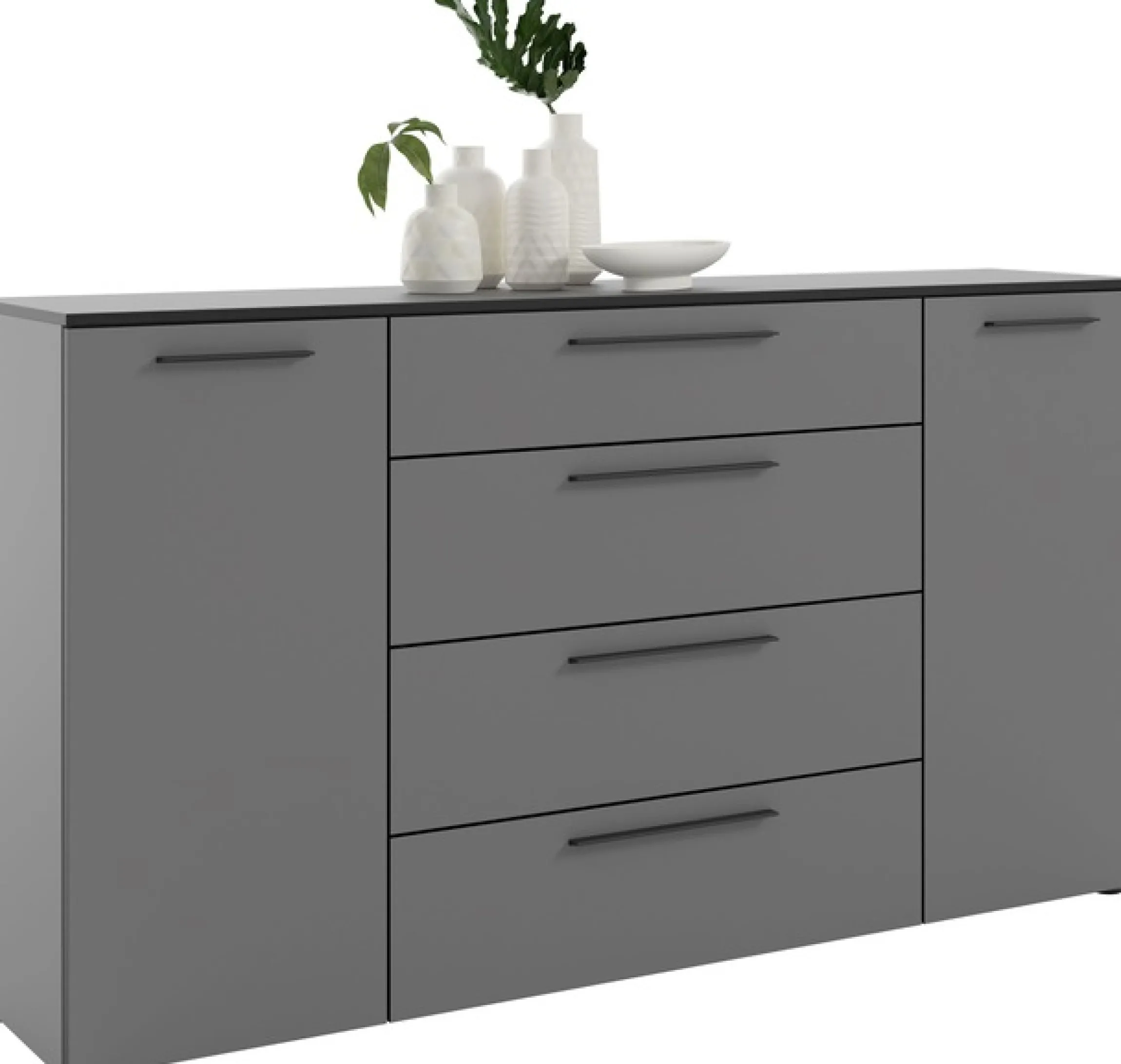 Manjana Möbel Kommode »mit Schwarz matten Metallgriffen in verschiedenen Ausführungen« mit Soft-Close-Funktion, mit variabel einsetzbaren Einlegeböden