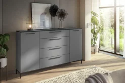 Manjana Möbel Kommode »mit Schwarz matten Metallgriffen in verschiedenen Ausführungen« mit Soft-Close-Funktion, mit variabel einsetzbaren Einlegeböden