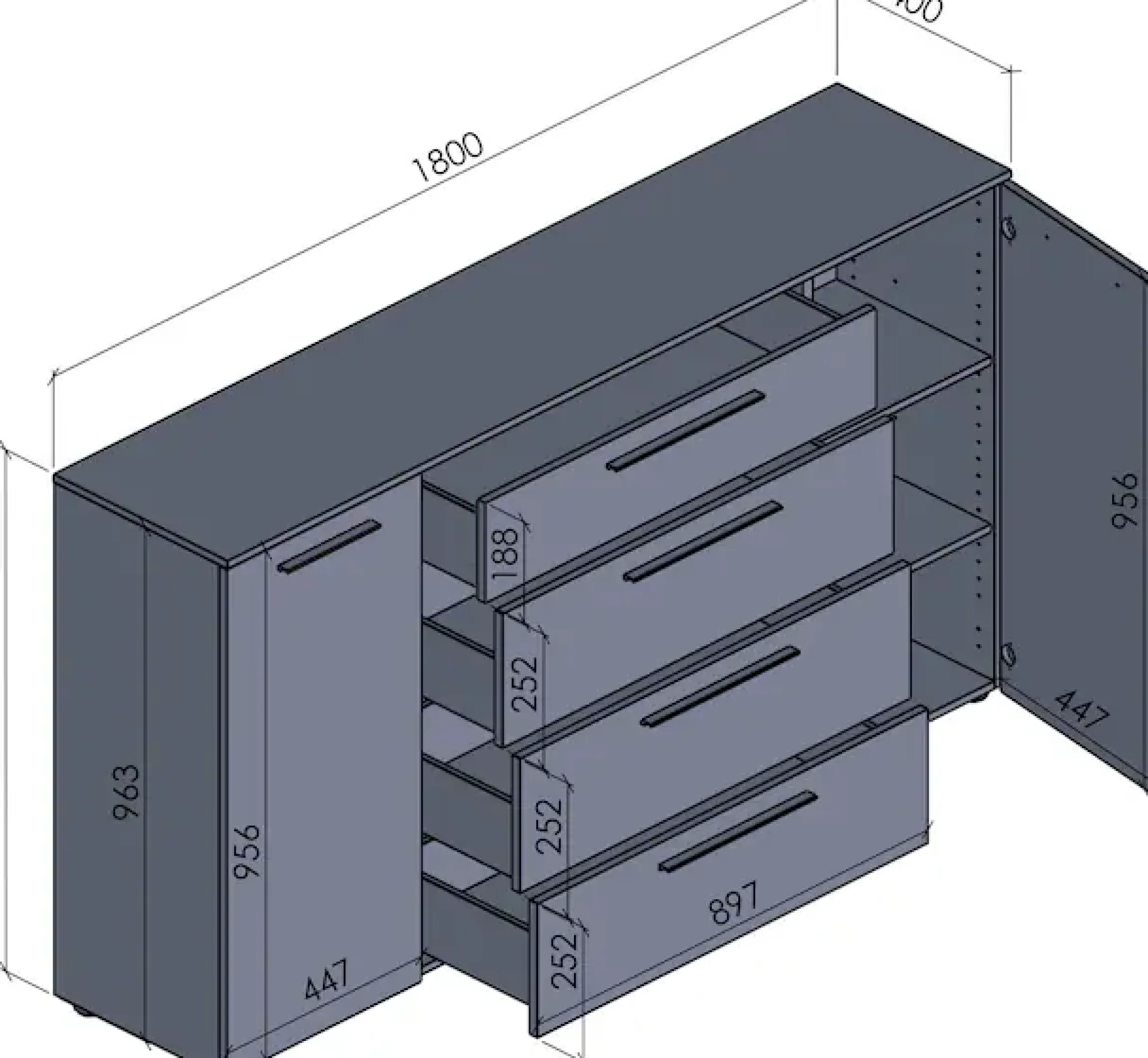Manjana Möbel Kommode »mit Schwarz matten Metallgriffen in verschiedenen Ausführungen« mit Soft-Close-Funktion, mit variabel einsetzbaren Einlegeböden