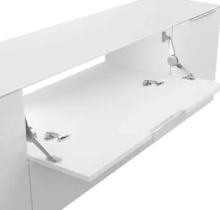 Manjana Möbel Lowboard »mit Chrom oder Schwarz matten Metallgriffen« mit Glasfronten, melaminbeschichtete Oberfläche, Made in Germany