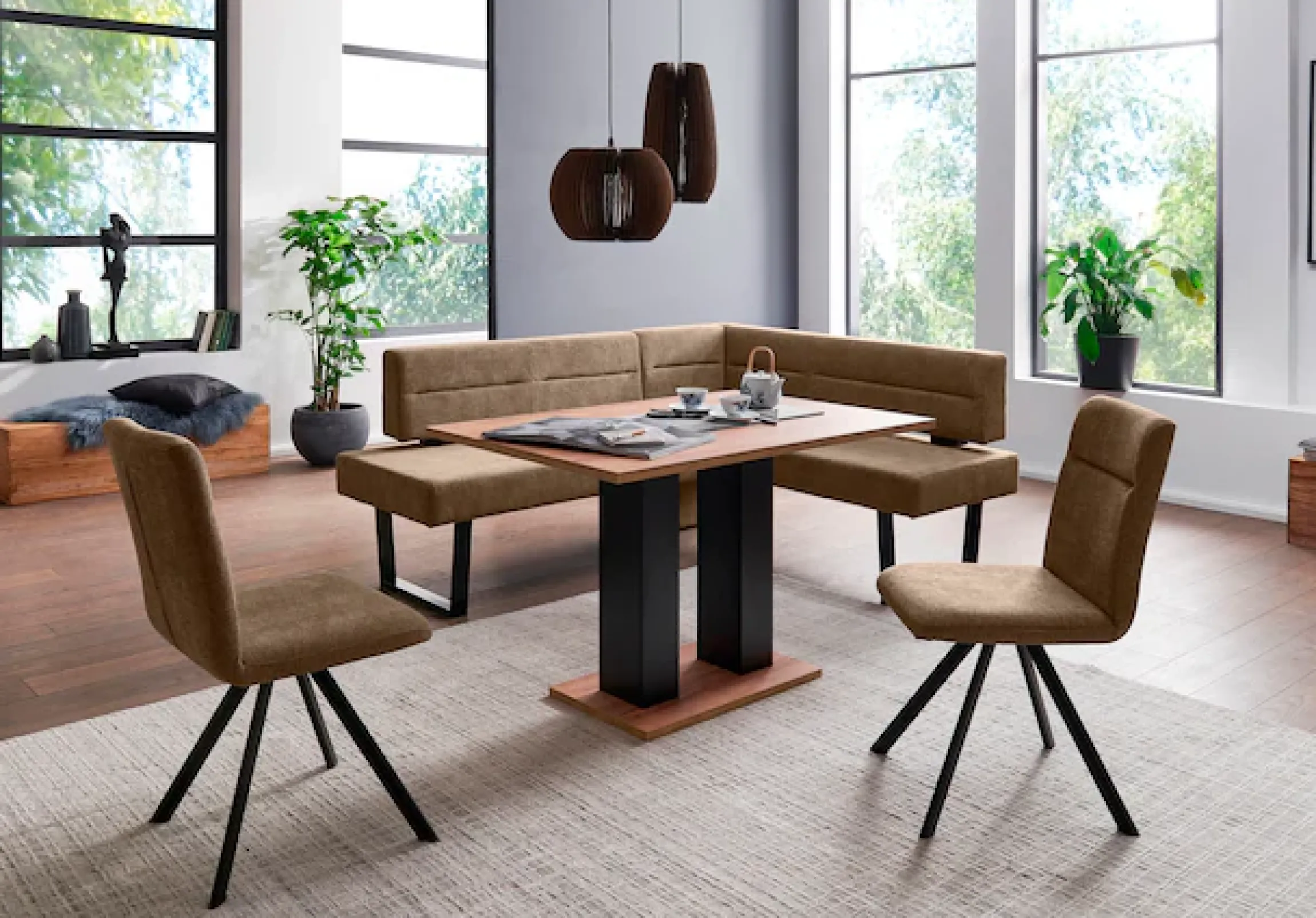 massivline&more Eckbank »Martina« modernes Design, Gestell aus massivem Metall