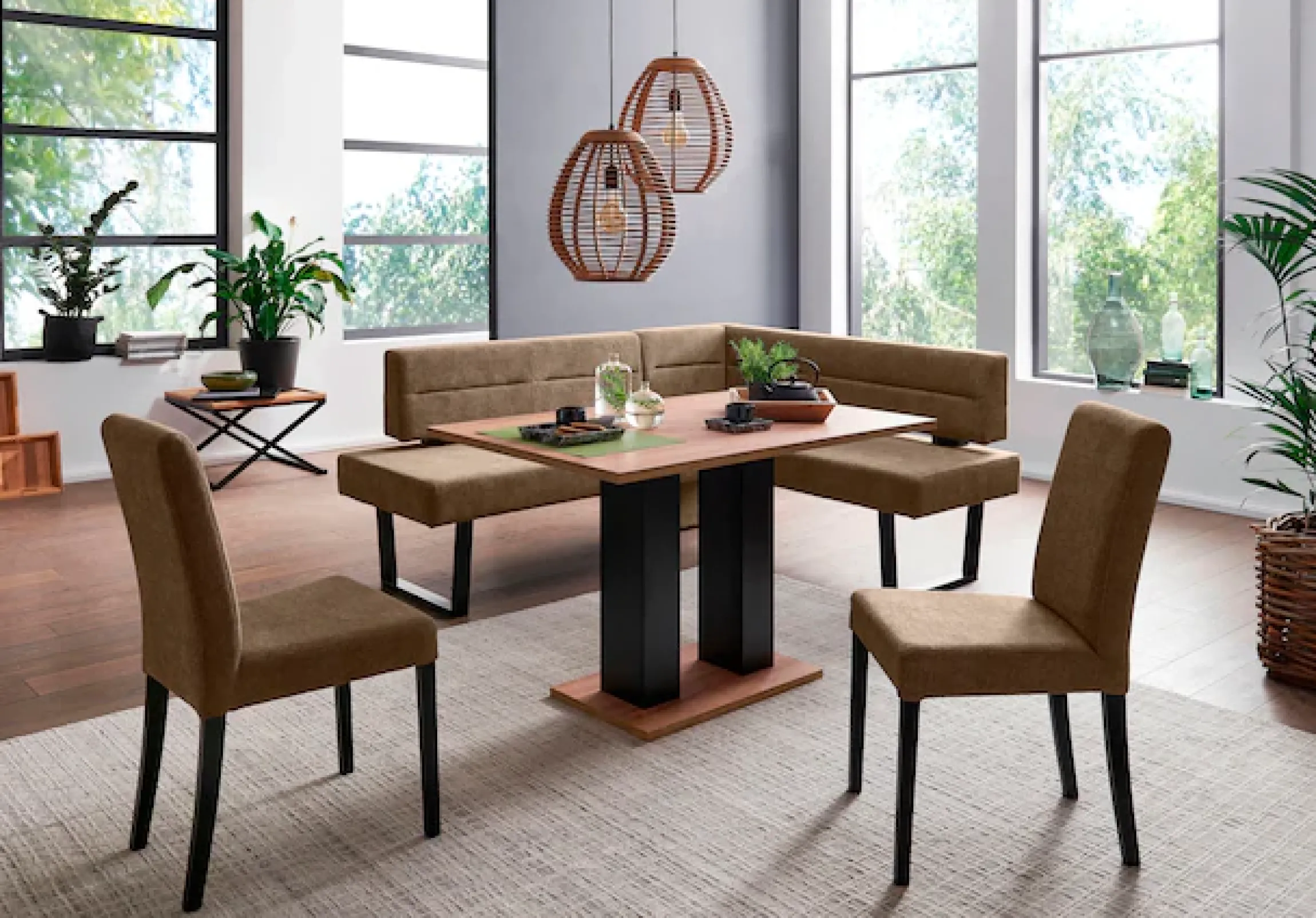 massivline&more Eckbank »Martina« modernes Design, Gestell aus massivem Metall