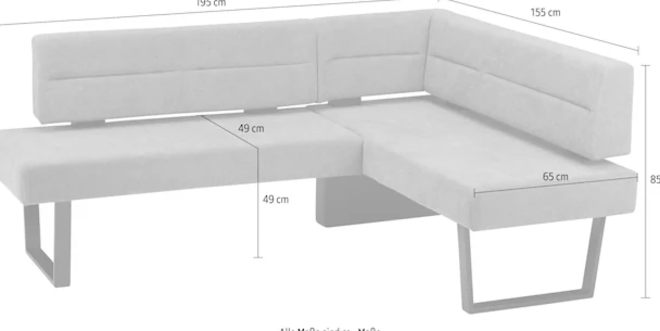 massivline&more Eckbank »Martina« modernes Design, Gestell aus massivem Metall
