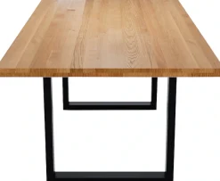 massivline&more Esstisch »Jakarta, Küchentisch, Tisch, Esstisch, Holztisch« 2 Stk. tlg. Platte massiv, Gestell Metall pulverbeschichtet schwarz