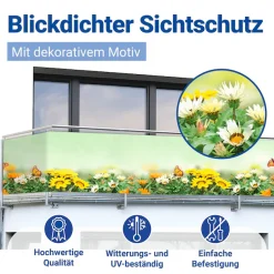 Maximex Balkonsichtschutz 5 m, reißfest, mit Schmetterlings-Motiv