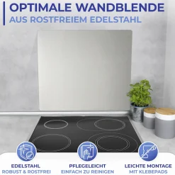 Maximex Küchenrückwand »Edelstahl« Wandblende, Spritzschutz für die Herdwand, Befestigung mit Klebepads
