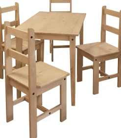 Möbilia Essgruppe Set, 5 Stk. tlg. Holzoberfläche honigfarbend gewachst