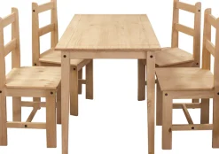 Möbilia Essgruppe Set, 5 Stk. tlg. Holzoberfläche honigfarbend gewachst