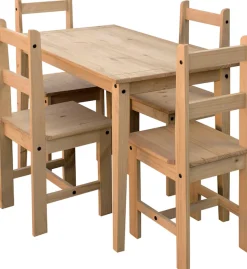 Möbilia Essgruppe Set, 5 Stk. tlg. Holzoberfläche honigfarbend gewachst