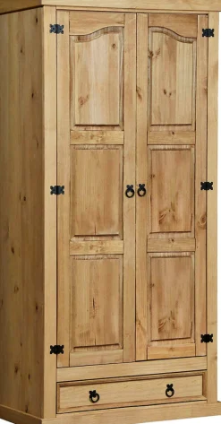 Möbilia Kleiderschrank 1 Stk. tlg. Holzoberfläche honigfarbend gewachst