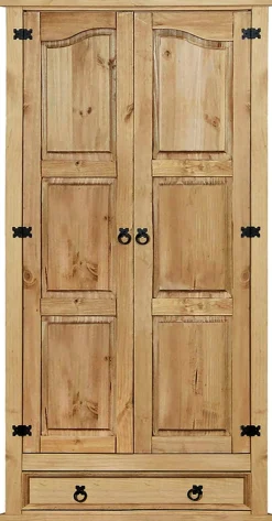 Möbilia Kleiderschrank 1 Stk. tlg. Holzoberfläche honigfarbend gewachst