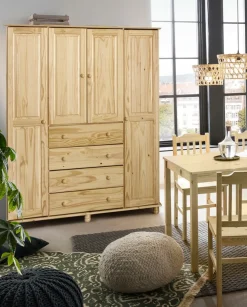 Möbilia Kleiderschrank 1 Stk. tlg. gefertigt aus massivem Kiefernholz