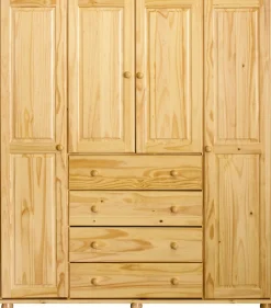 Möbilia Kleiderschrank 1 Stk. tlg. gefertigt aus massivem Kiefernholz