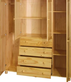 Möbilia Kleiderschrank 1 Stk. tlg. gefertigt aus massivem Kiefernholz