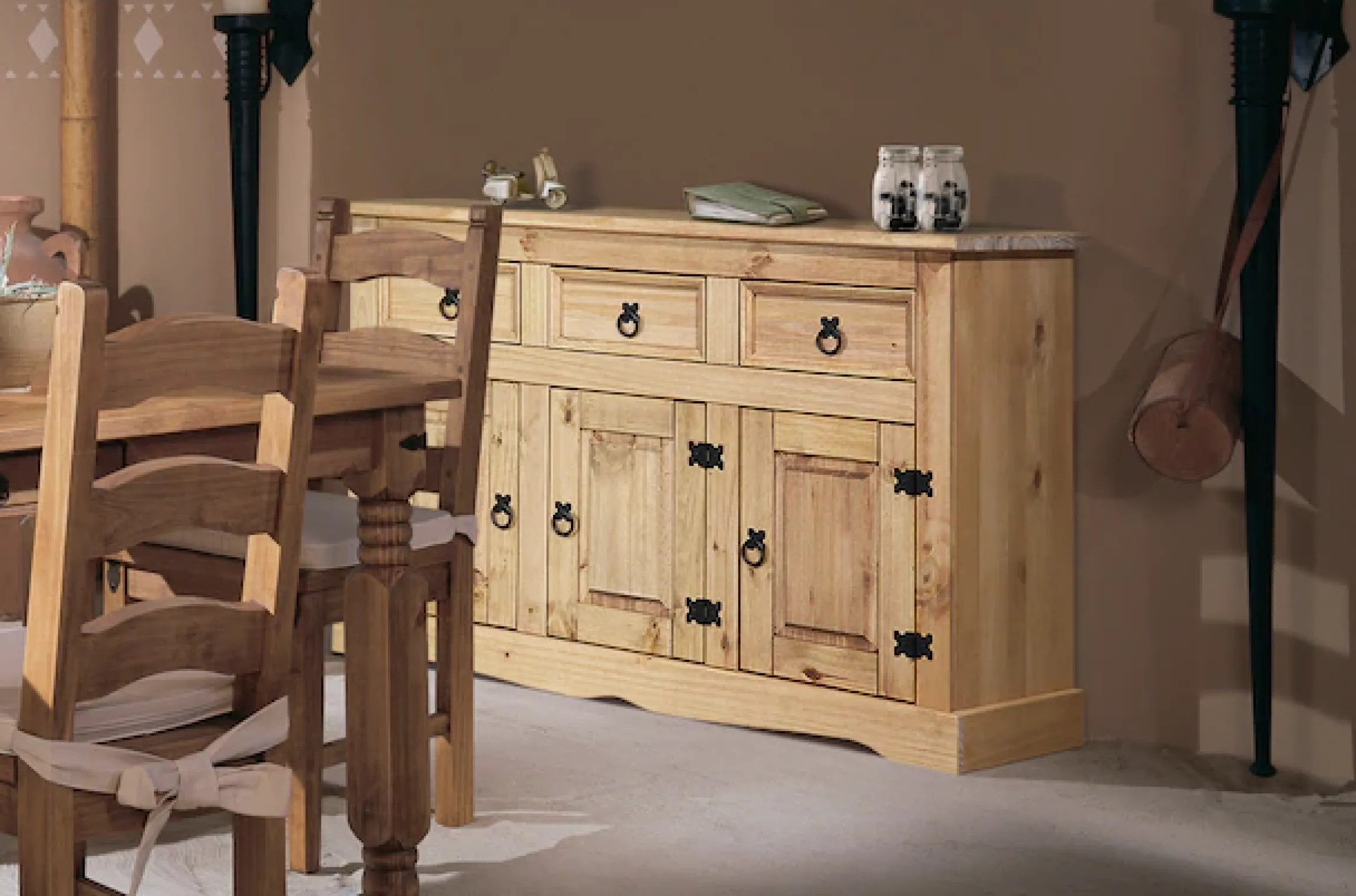 Möbilia Sideboard Kommode im mexikanischen Landhaus-Stil