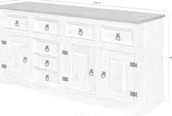 Möbilia Sideboard Kommode, Ziergriffe und Scharniere aus Metall