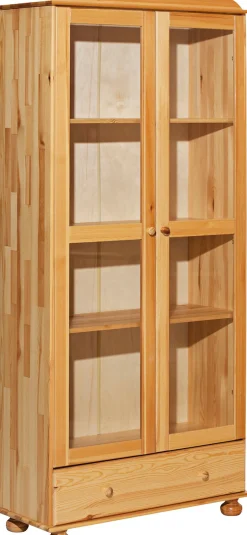 Möbilia Vitrine mit gedrechselten Füßen