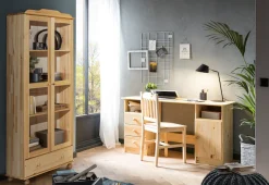 Möbilia Vitrine mit gedrechselten Füßen