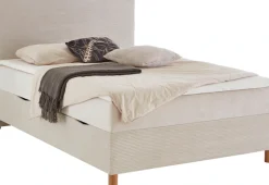 meise.möbel Boxbett »KORSIKA, Polsterbett mit Bettkasten, inkl. Taschenfederkernmatratze H3« mit Kaltschaum-Topper, Cordstoff-Bezug, 140x200 cm, Holzfüße