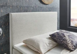 meise.möbel Boxbett »KORSIKA, Polsterbett mit Bettkasten, inkl. Taschenfederkernmatratze H3« mit Kaltschaum-Topper, Cordstoff-Bezug, 140x200 cm, Holzfüße