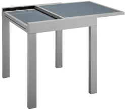 MERXX Balkonset »Lima« 2x Klappsessel, 1x Ausziehtisch 65(130)x65 cm, 3 Stk. tlg. pulverbeschichtetes Aluminium, aus 100% Polyester, für 2 Personen
