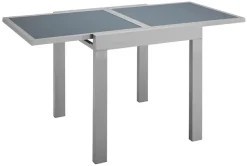 MERXX Balkonset »Lima« 2x Klappsessel, 1x Ausziehtisch 65(130)x65 cm, 3 Stk. tlg. pulverbeschichtetes Aluminium, aus 100% Polyester, für 2 Personen