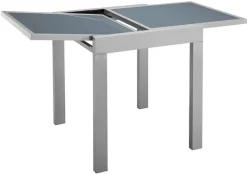 MERXX Balkonset »Lima« 2x Klappsessel, 1x Ausziehtisch 65(130)x65 cm, 3 Stk. tlg. pulverbeschichtetes Aluminium, aus 100% Polyester, für 2 Personen