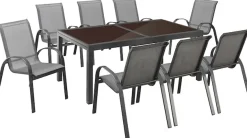 MERXX Garten-Essgruppe »Amalfi« 8 Stapelsessel, 1 Ausziehtisch 180(240)x100 cm, OTTOs Choice, 9 Stk. tlg. pulverbeschichtetes Aluminium, 100 % Polyester,für 8 Personen geeignet