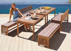 MERXX Garten-Essgruppe »Hawaii« 4x Bänke, 2x Tische, 4x Sitzkissen,Akazienholz FSC® 100 %