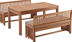 MERXX Garten-Essgruppe »Hawaii« 4x Bänke, 2x Tische, 4x Sitzkissen,Akazienholz FSC® 100 %