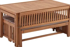 MERXX Garten-Essgruppe »Hawaii« 4x Bänke, 2x Tische, 4x Sitzkissen,Akazienholz FSC® 100 %