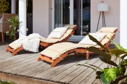 MERXX Gartenliege »Havanna« Eukalyptus, braun/grau, inkl. Wendeauflage