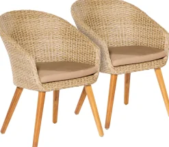 MERXX Gartenstuhl »Arrone« (Set) 2 Stk.2er Set, Alu/Polyrattan/Akazie, beige, inkl. Auflage