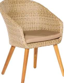 MERXX Gartenstuhl »Arrone« (Set) 2 Stk.2er Set, Alu/Polyrattan/Akazie, beige, inkl. Auflage