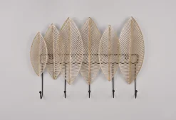MIRRORS AND MORE Wandgarderobe »Alma« 1 Stk. tlg. Blatt-Design mit 5 Haken aus Metall