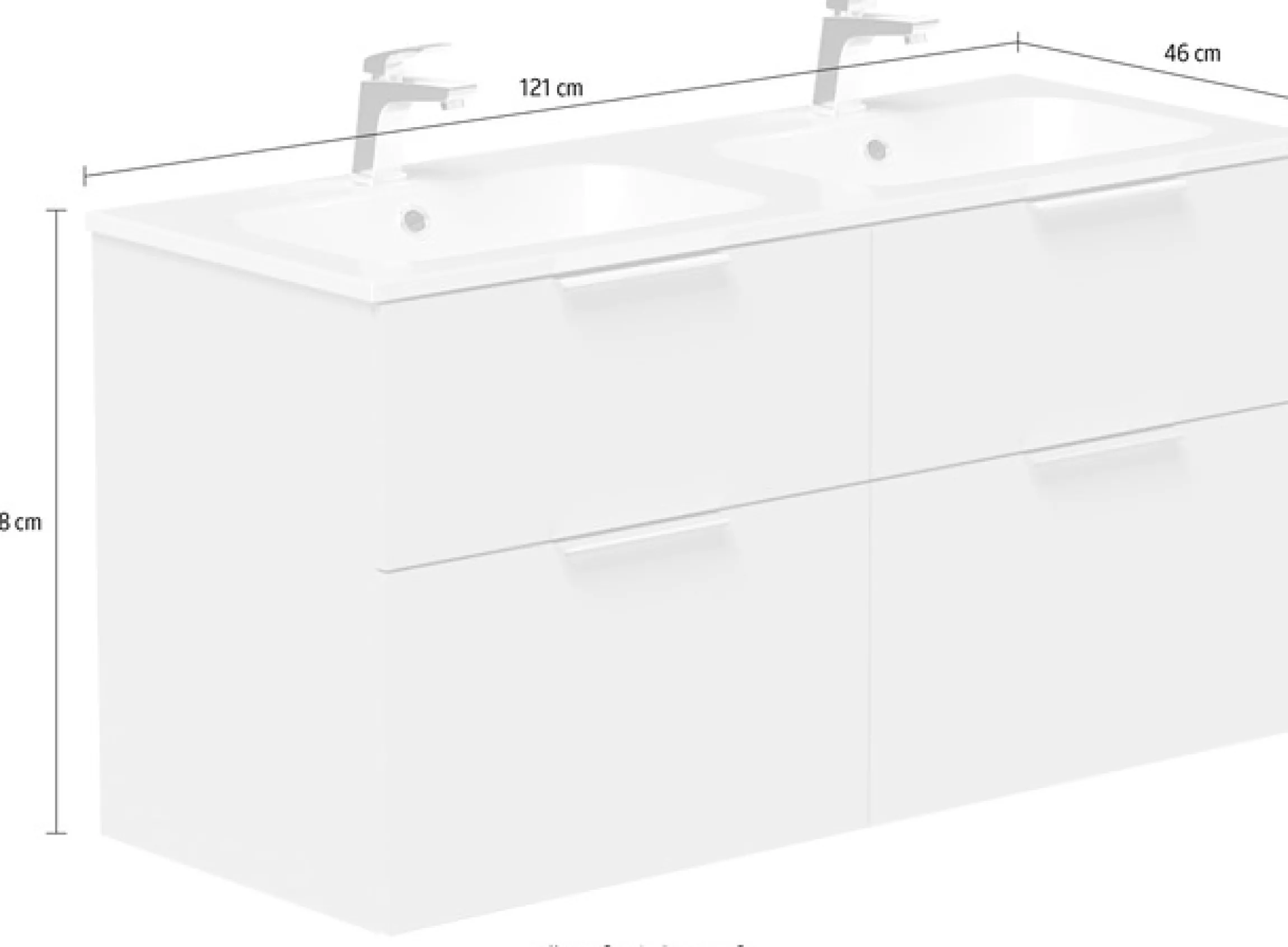 mit Soft-Close-Funktion, Vollauszüge, inkl. Becken , Breite 121 cm