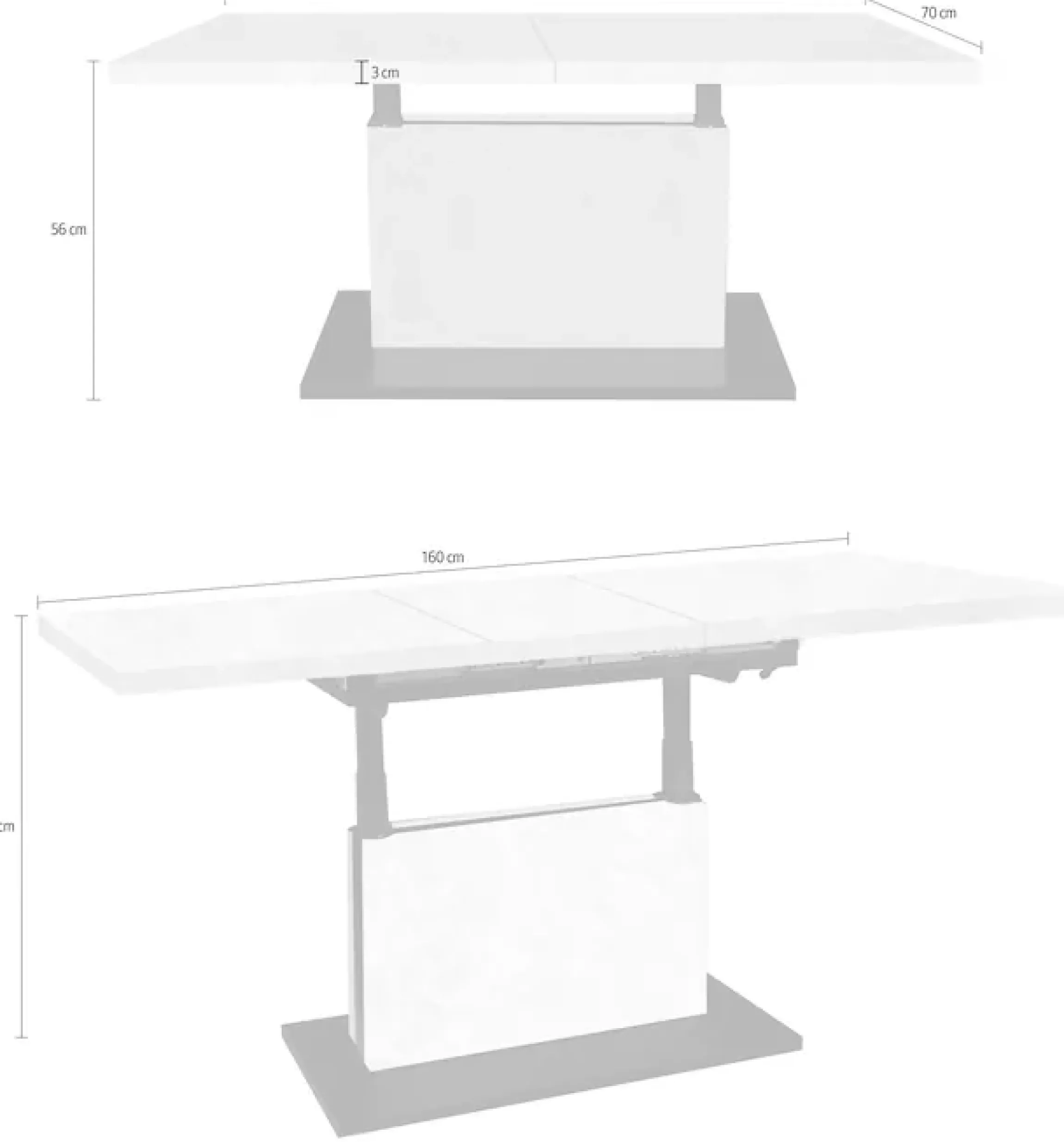 Mäusbacher Couchtisch »Lift Couchtisch« höhenverstellbar 56-75cm, Breite Tischplatte 120-160cm, Metallgestell