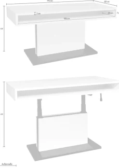 Mäusbacher Couchtisch »Lift Couchtisch« höhenverstellbar von 59-78 cm, Breite 110 cm, Metallgestell