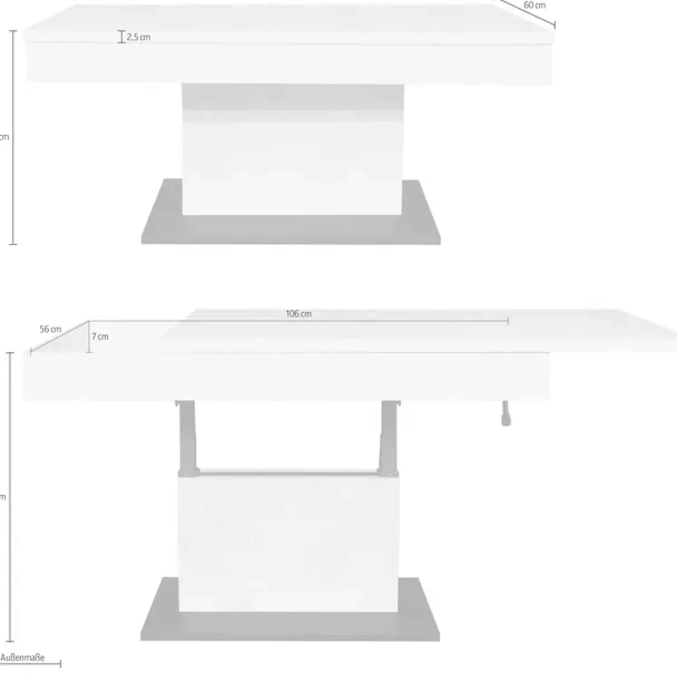 Mäusbacher Couchtisch »Lift Couchtisch« höhenverstellbar 58-77cm,Tischplatte aufziehbar, Staufach, 110cm breit