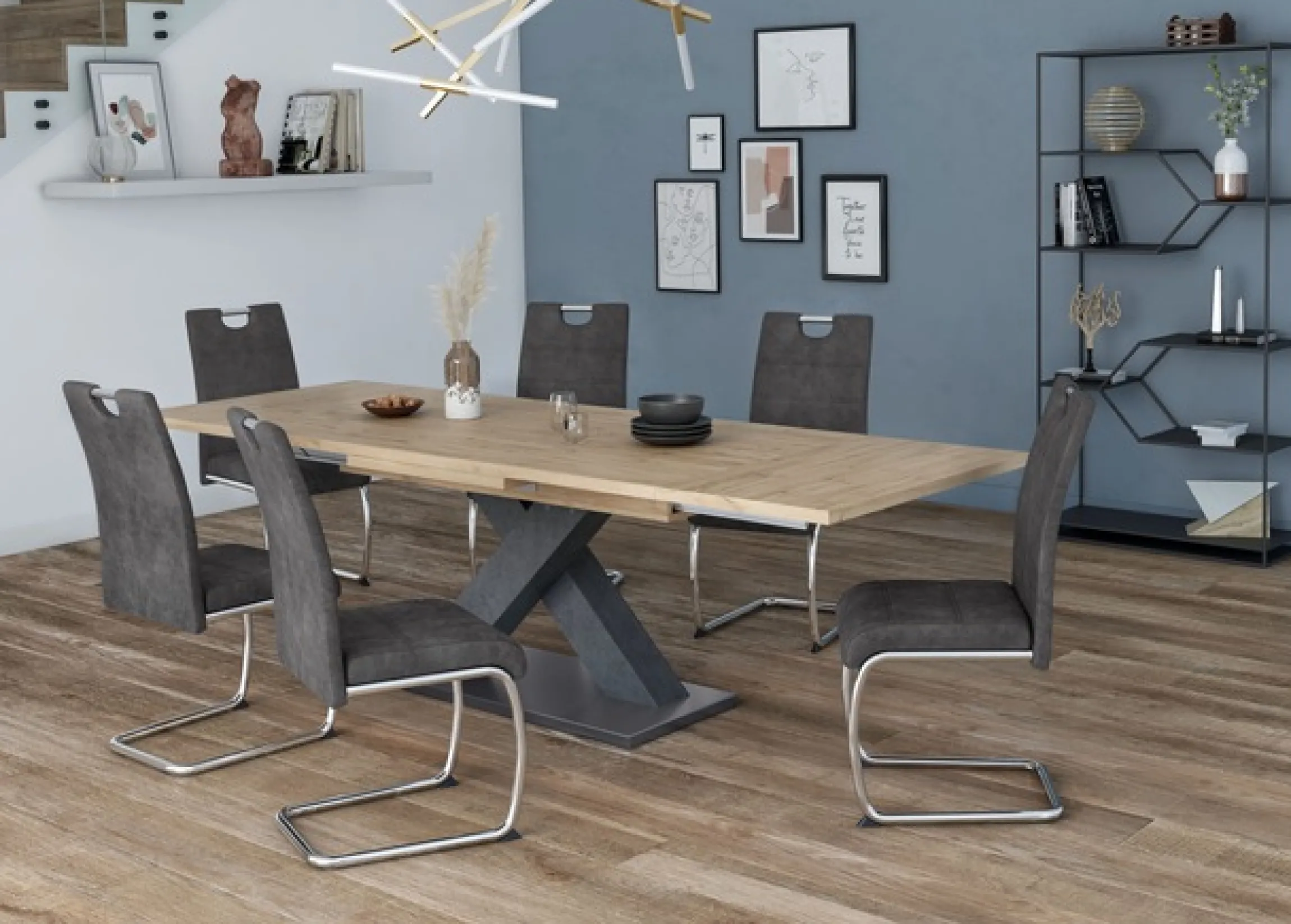 Mäusbacher Esstisch »Komfort Tisch« Mäusbacher Esstisch mit X Gestell und Bodenplatte. Breite 160-260