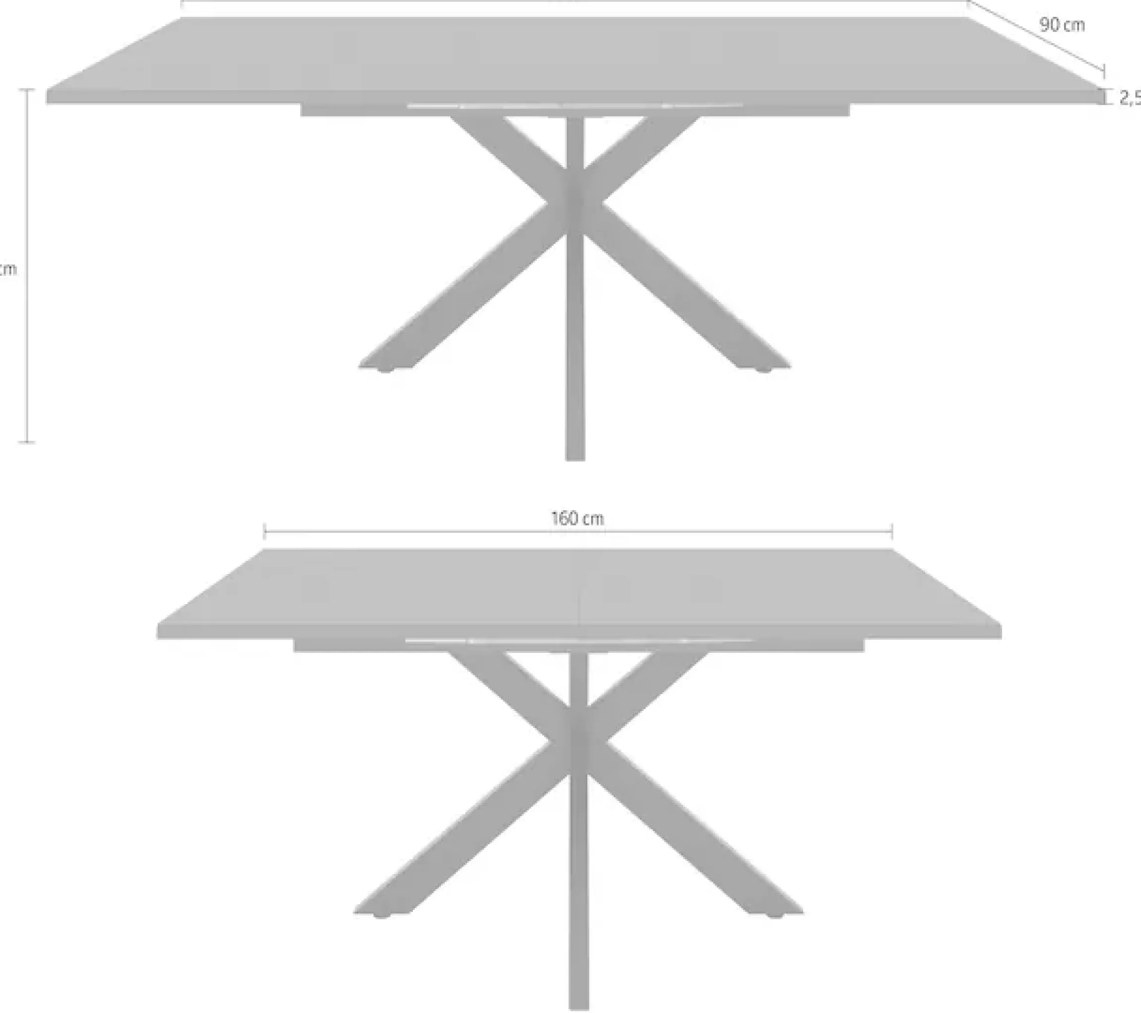 Mäusbacher Esstisch »Vitrum« Esstisch ausziehbar auf 210 cm, eckige Tischform, Gestell Sternform